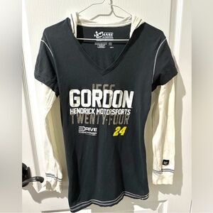 Jeff Gordon Hendricks Motorsports Black and White Hoodie Long Sleeve Top
